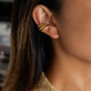 <b>Clip</b>-On Earrings Gold Plated Three Layer Ball Shape Geometric Design For Women Gift Jewelry - Product Image 2