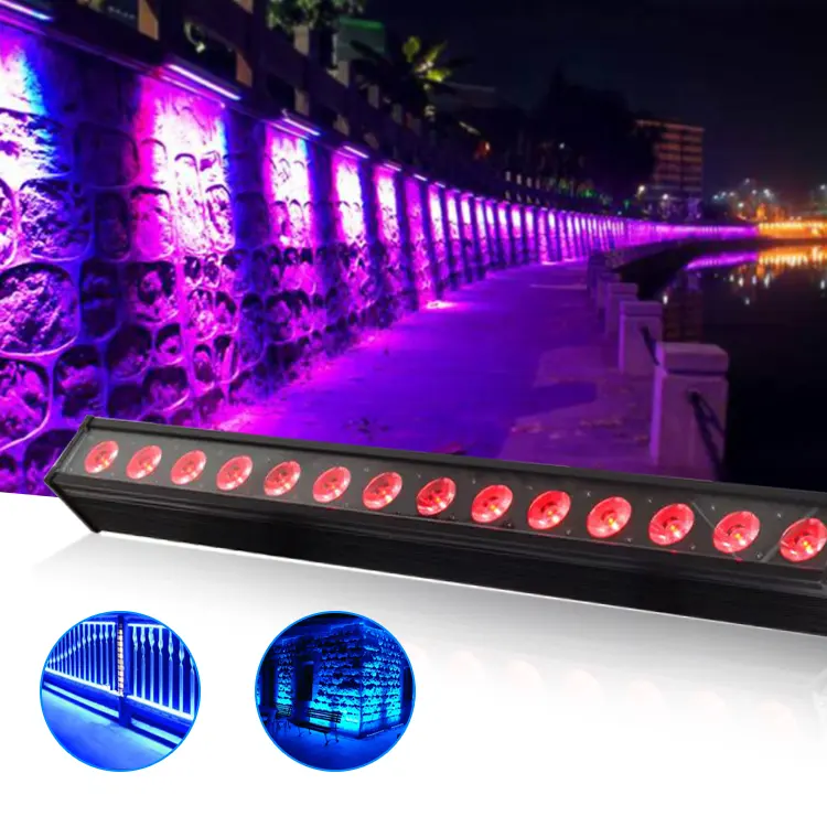 Éclairage de façade à large faisceau batterie de construction extérieure sans fil dmx solaire rvb led scène lumière de mur linéaire pour projet