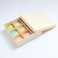 Boîte en bois à 9 compartiments pour Dessert Biscuits Donut Coffret cadeau 9 trous Gâteau Dessert Cuisson Boîtes en bois