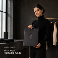 Sac en papier kraft blanc ECO avec poignée découpée, impression de logo personnalisé pour emballage de boutique, vente en gros