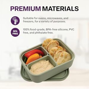 Boîte à lunch en silicone étanche Boîte à bento de qualité alimentaire avec 3 compartiments amovibles Conception de conservation pour enfants et adultes - Product Image 3