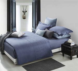 Set di biancheria da letto Queen Size <span class=keywords><strong>100</strong></span>% <span class=keywords><strong>cotone</strong></span> doppio colore anni '60 lungo fiocco <span class=keywords><strong>copripiumino</strong></span> di alta qualità lenzuola tessuto stile Design semplice - Product Image 3