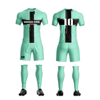 Set Jersey sepakbola kustom poliester berpori dengan Logo cetak Digital bordir nama Dropshipping tersedia