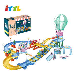 Tàu Điện Tự Làm Lắp Ráp Không Khí Nóng Bóng Phim Hoạt Hình Đồ Chơi Trẻ Em Pin Hoạt Động Nhựa Tương Tác <span class=keywords><strong>Train</strong></span> Theo Dõi Với Ánh Sáng - Product Image 1