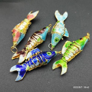 <span class=keywords><strong>Pendentif</strong></span> Poisson Carpe en Émail Cloisonné Chinois 4,5 cm Couleurs Mixtes Rouge Bleu Jaune Noir pour Fabrication de Colliers - Composants DIY - Product Image 3