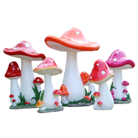 Ensemble de statues champignon surdimensionnées-Décor de conte de fées en fibre de verre résistant aux intempéries pour parcs et centres de villégiature
