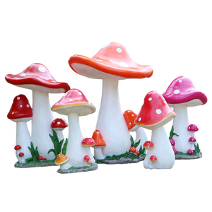 Ensemble de statues champignon surdimensionnées-Décor de conte de <span class=keywords><strong>fées</strong></span> en fibre de verre résistant aux intempéries pour parcs et centres de villégiature - Product Image 3