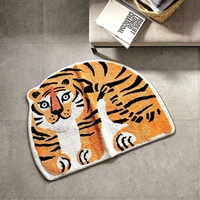 Tapis personnalisé en forme de tigre, tapis en peluche doux et réaliste, tapis antidérapant pour le salon, décoration de la maison