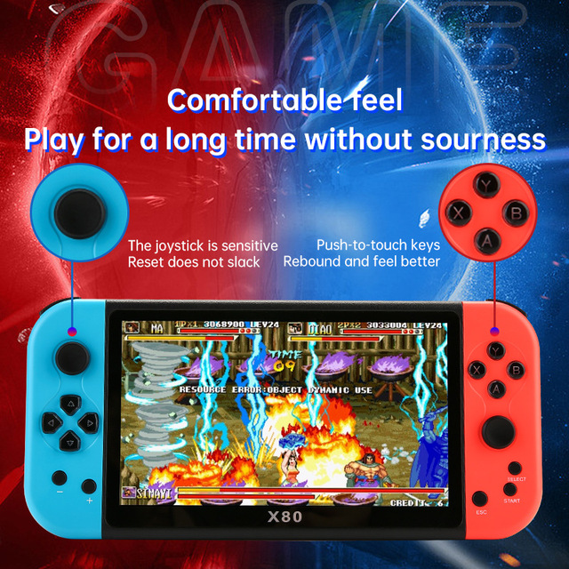 X80 Cross-border 7-inch HD Large Screen Handheld Game Console 10 Major Simulator OS AVG Adventure Game 16g Card Insert GBANES
