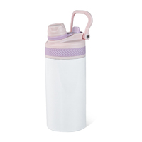 Nouvelle arrivée, bouteille d'eau de sport pour enfants en acier inoxydable 304 de 12 oz, sublimation sous vide, avec poignée et couvercles colorés