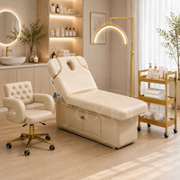 Lit de massage électrique de luxe beige pour salon de beauté, table de soin cosmétique, chaise de spa facial, lit de beauté électrique pour massage facial – Offre Spéciale