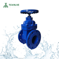Vanne à boisseau à manivelle en fonte ductile DIN3352 F4 F5 PN16 DN100-DN350 à bride EPDM époxy bleu Vanne d'alimentation municipale