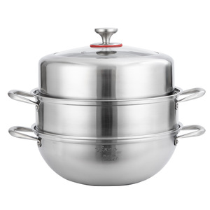 304 Stainless Steel Steamer Pot Double Handle Round Bottom Extra Large Size Induction Compatible Household Cooking - Product Image 2
