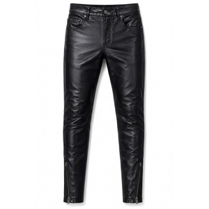 Pantalons en cuir véritable, pantalons en cuir de vache véritable, pantalons cargo en cuir, pantalons jogger en cuir, pantalons droits en cuir, pantalons évasés en cuir - Product Image 1