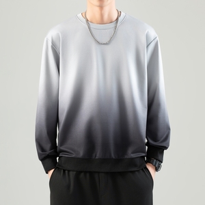 Suéter degradado de manga larga para hombre, camiseta de cuello redondo, ropa fina de talla grande, holgada y cómoda, a la moda para otoño - Product Image 3