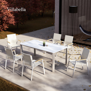 Meubles d'extérieur modernes, table et chaises de salle à manger en aluminium pour patio, utilisation commerciale en toute saison, <span class=keywords><strong>ensemble</strong></span> de jardin pour hôtel, restaurant - Product Image 1