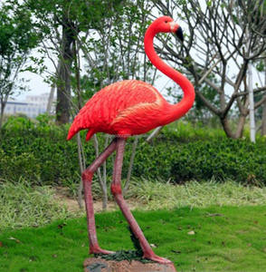 Büyük pembe Flamingo bahçe heykeli yaşam boyutu açık reçine kuşlar süs Yard sanat ev veranda köy dekor zarif heykelleri - Product Image 1