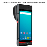 Terminal de données mobile portable Android 10 de 5,5 pouces avec lecteur de codes-barres 1D/2D, écran tactile et imprimante 58 mm