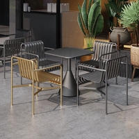 Ensemble table et chaises d'extérieur en aluminium avec banc de patio, résistant à l'eau, pour usage commercial (cafés, cours et balcons)