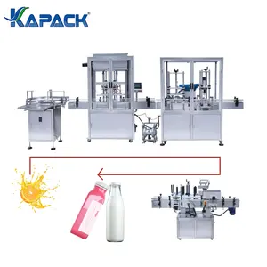 KAPACK otomatik 100ML-5000ML süt suyu sıvı dolum hattı plastik şişe dolum kapaklama etiketleme makinesi