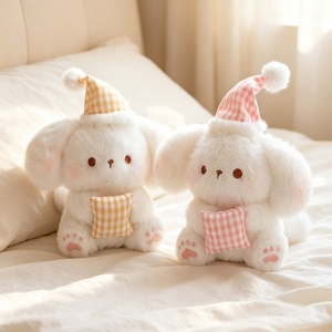 Lindo Peluche de Perro con Gorro, Estilo Crema, Cachorro de Peluche, Juguete de Perro de Ensueño, Regalo para Niños - Product Image 1