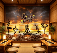 Papier peint mural 3D personnalisé avec silhouette de yoga au coucher du soleil, vue sur la plage et la mer, décoration murale pour salle de sport, studio, chambre, spa, intérieur de la maison