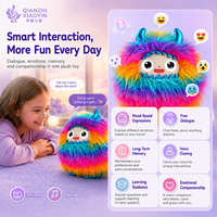 AI Cool Beast Rainbow Long Fur Monster Peluche Jouet Double Cornes Métalliques ChatGPT 50 + Langues Voix Clone Mémoire WiFi Vente en Gros