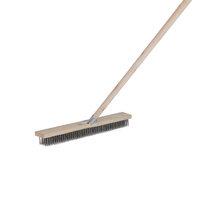 Brosse à fil métallique pour piscine avec manche en bois, balai métallique commercial pour jardin, brosse à récurer les sols, brosse à terrasse à poils en acier inoxydable