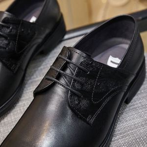 Nouvelles chaussures habillées décontractées noires pour hommes, en cuir véritable de marque italienne, à bout carré et respirantes, idéales pour les soirées. - Product Image 2