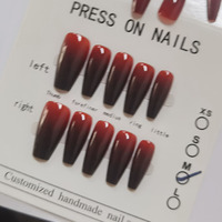 Ongles à presser longs style gothique dégradé noir et rouge, pour Noël et Nouvel An 2026, collection niche Halloween, ensemble prêt à poser