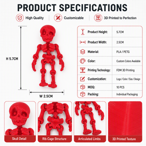Juguete de Esqueleto Articulado Impreso en 3D para Halloween, Figura Flexible de PLA/PETG/ABS Resistente al Calor, Precisión de 0.2mm, Decoración Espeluznante para Escritorio - Product Image 3