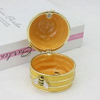 Boîte à bibelots nid d'abeilles en émail fait à la main jaune maison d'abeille ornements de bureau boîte de décoration en nid d'abeille