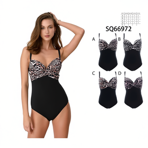 Maillot de bain une pièce grande taille HDJ imprimé léopard, effet ventre plat, taille haute, push-up, pour femme SQ66972 - Product Image 4