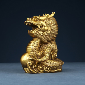 Brass Dragon Figurine Feng Shui <b>Desk</b> Decor Home Office Gift Chinese New Year Decoration - Product Image 1
