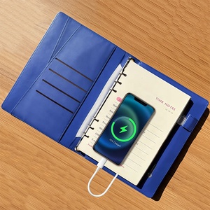 Carnet d'affaires multifonctionnel <span class=keywords><strong>rechargeable</strong></span> en cuir A5 imprimé avec chargeur sans fil et batterie externe intégrée, idéal pour les cadeaux (modèle 2026) - Product Image 5