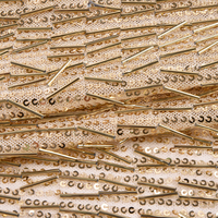 Tissu en tulle scintillant à motif rayé or rose élégant avec broderie de sequins pour robe de mariée, de soirée ou toile de fond