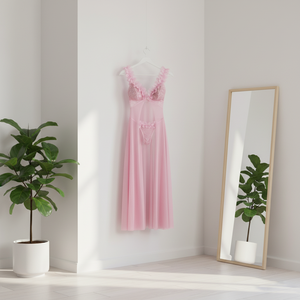 Pigiama Estivo Sexy da <span class=keywords><strong>Donna</strong></span> per il Commercio Transfrontaliero Euro-Americano, con Spacco Tentazione, Trasparente, Abito a Bretelle Lungo e Perizoma - Product Image 5