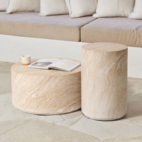 Table basse/côté cylindrique de style ferme moderne en oxyde de magnésium, sur mesure pour salon et extérieur