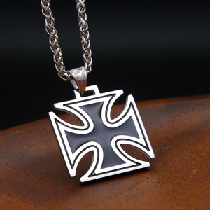Yunnique – collier avec pendentif en forme de croix en acier inoxydable pour hommes, chaîne de 60cm, bijoux de Style Hip Hop - Product Image 1