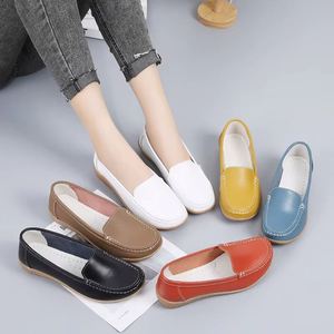 Plus-Size Women's Slip-On Loafers Light Weight Non-Slip Nurse <b>Shoes</b> Genuine Leather <b>Soft</b> Sole Autumn Summer Casual Flat - Product Image 5