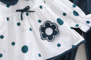 Wholesale Baby Clothes Girl <b>Pants</b> and Long Puff Sleeve Dot Skirt Blouse Sets Autumn - Product Image 3