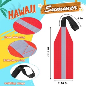 Hawaii Summer Red Reflective Water Safety Flag 14.6 In With <b>Webbing</b> <b>Strap</b> For Kayak Canoe Boat Use - Product Image 1