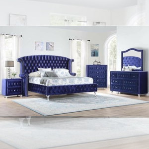 Juego de Muebles de Dormitorio Modernos en Color Marrón, Diseño de Cama Queen Size Tapizada en Terciopelo con Altavoz, Cargador USB y Cabecera Alta - Product Image 2