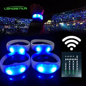 Pulseira rfid dmx sem fio, pulseira led de controle remoto, sem fio, para iluminar, grandes eventos, logotipo personalizado, brilhante