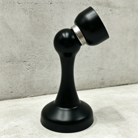 Butée de porte magnétique à tête sphérique, noir mat, en acier inoxydable 304, fixation au sol, robuste, plaque de retenue de porte pour hôtels et appartements