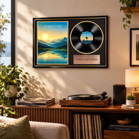 Cadre de présentation en bois avec bordure dorée pour album photo, boîte à ombre, plaque personnalisée, support pour disque vinyle, décoration murale pour salle de musique