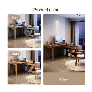 Có thể thu vào góc gỗ Máy tính để bàn sang trọng nhà văn phòng Ông Chủ đơn/đôi hình chữ L Bàn máy tính với tủ sách bền - Product Image 5