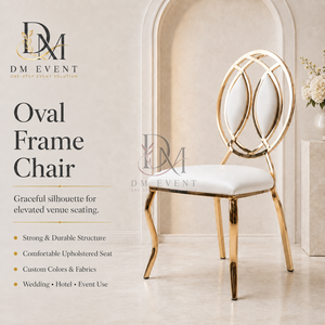 Double Oval Ring Back <b>Gold</b> Stainless Steel Wedding <b>Chair</b> with White Cushion for Wedding and Banquet Events Event Seating - Product Image 2