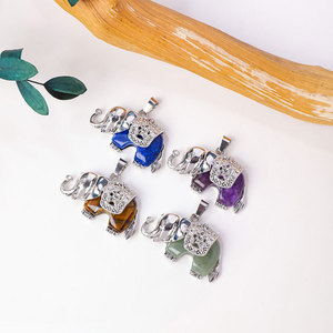 Commercio all'ingrosso di cristallo naturale <span class=keywords><strong>elefante</strong></span> collana di pietre preziose artigianato per le donne degli uomini per gioielli regali souvenir - Product Image 4