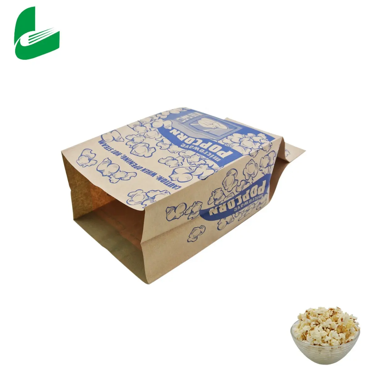 Food grade biodegradable printing kraft microwave popcorn paper bags or plastic bags for food packaging